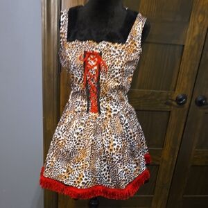 Leopard Print  Costume with Red Accents